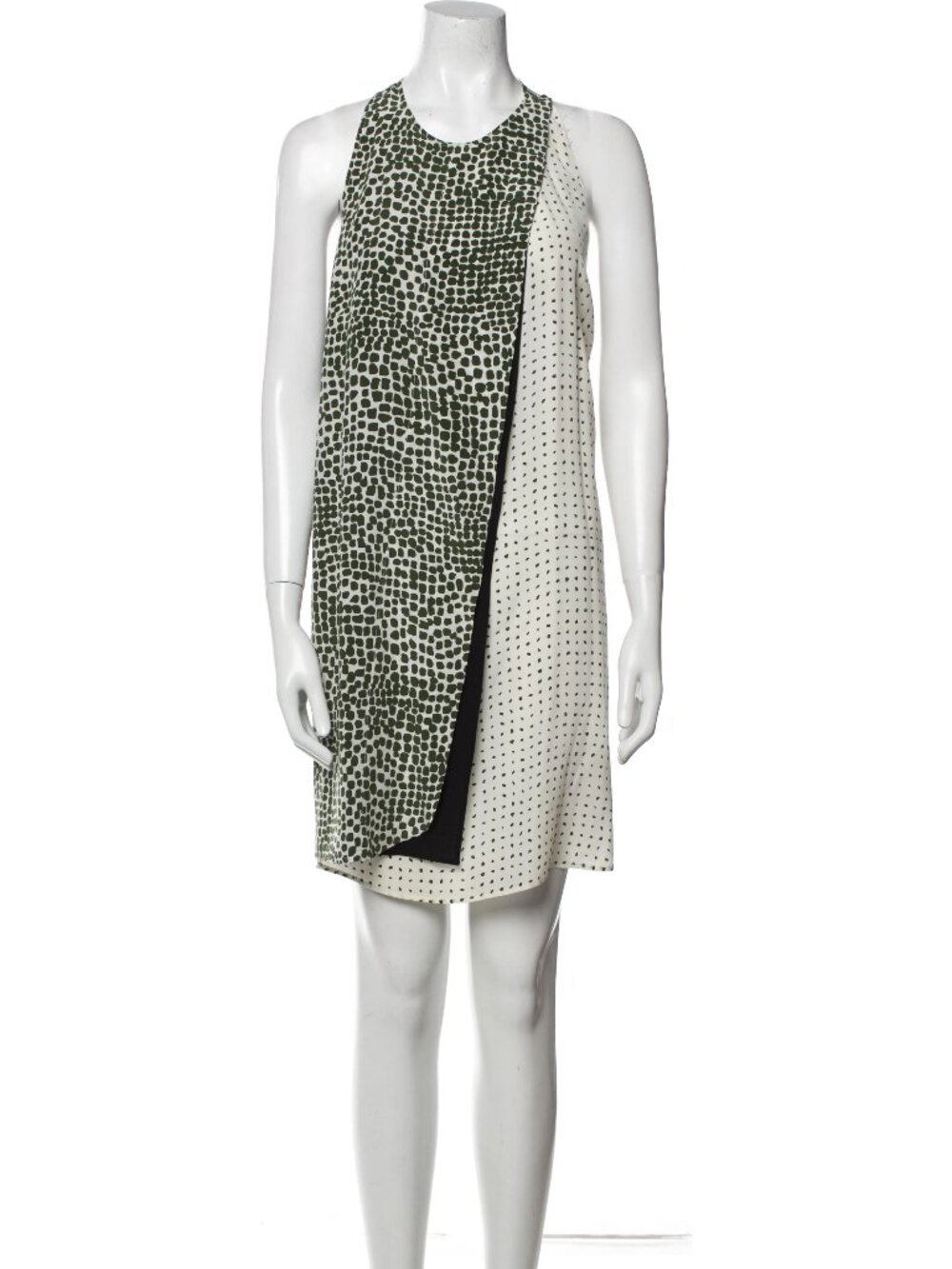 Stella McCartney Green Printed Silk Scoop Neck Mini Dress Women M sz 44